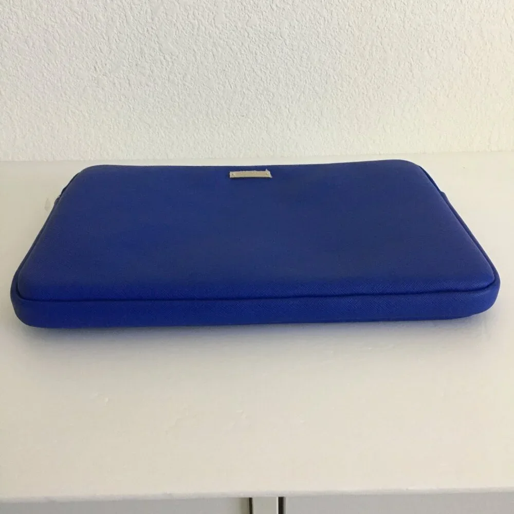 Kate Spade Saffiano Laptop Sleeve Blue Faux Leather Fits Up to 13.5 Laptop